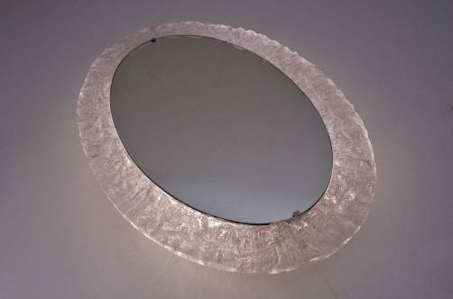 Lucite oval illuminated wall mirror by Erco, 1970`s ca, German